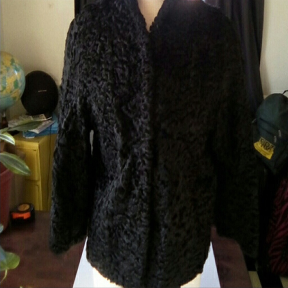 Genuine curly lams fur coat